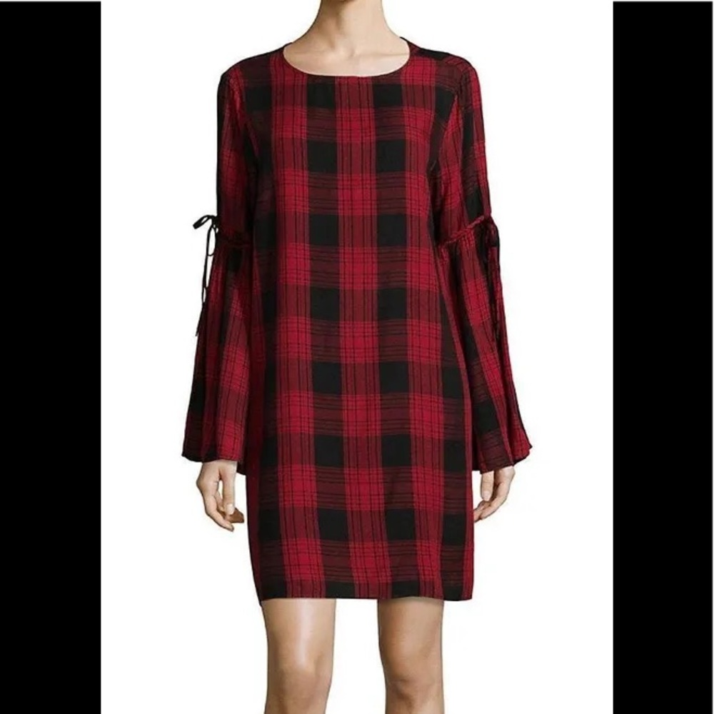 NWT BeachLunchLounge Red Plaid Taya Dress black M New